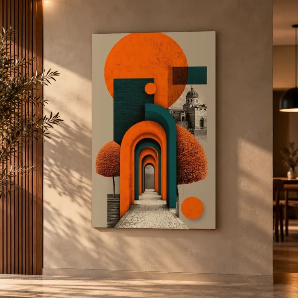 Quadro Arcos Laranja na parede