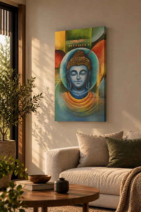 Quadro Buda Azul na parede