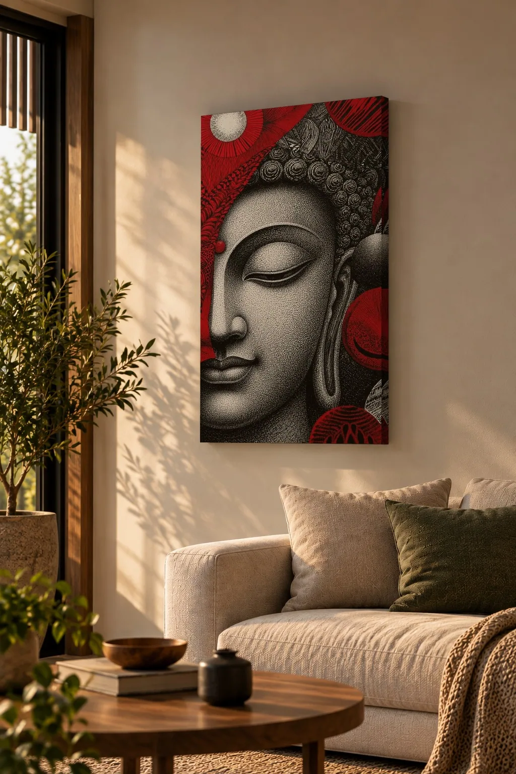 Quadro Buda Gravura na parede