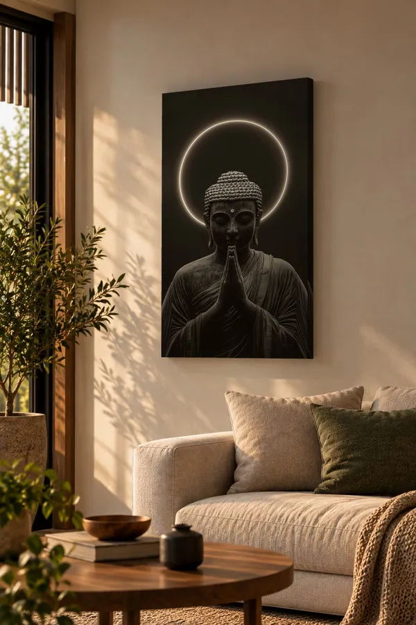 Quadro Buda Luz Interior na parede
