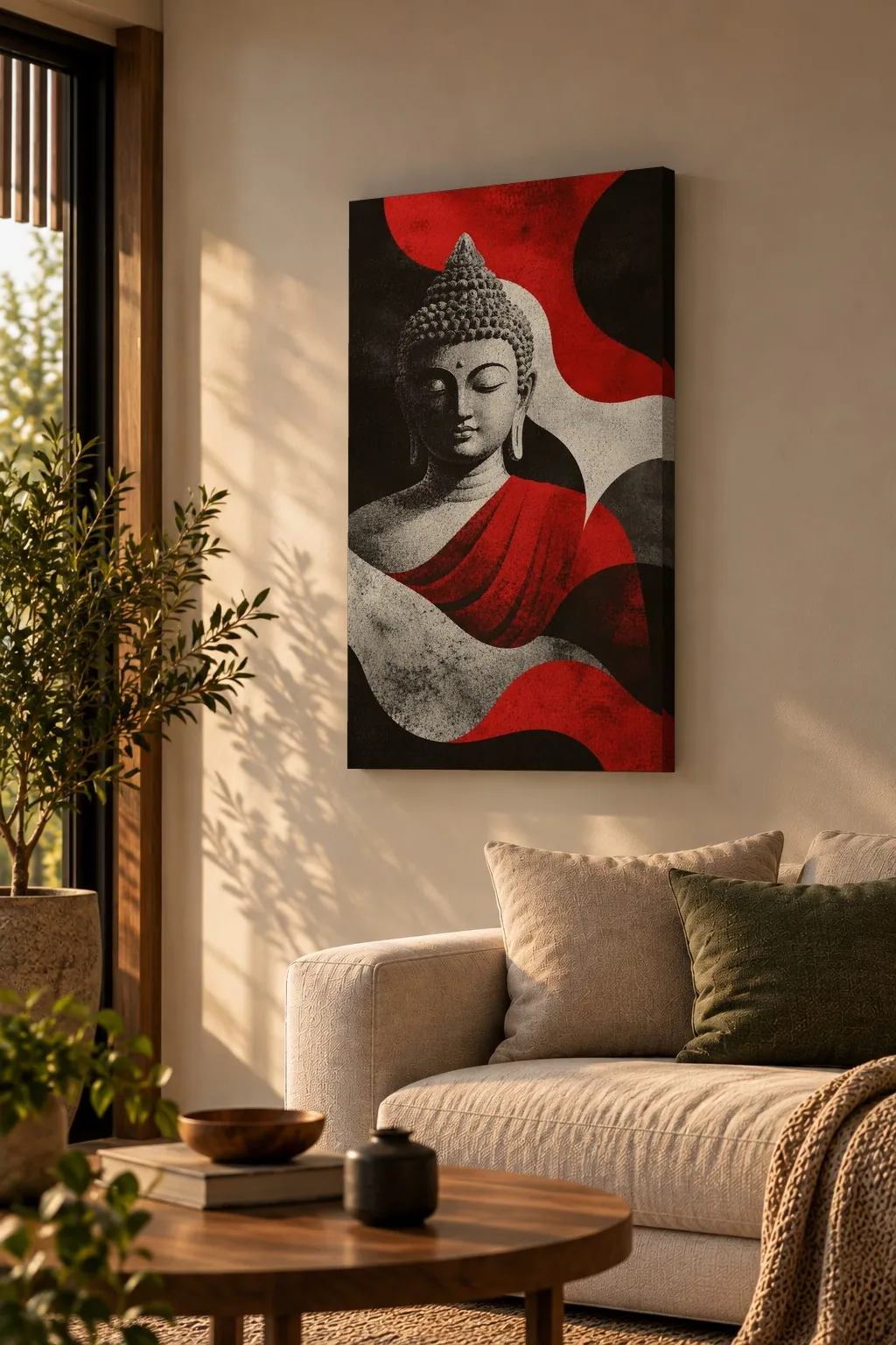Quadro Buda Rubro na parede