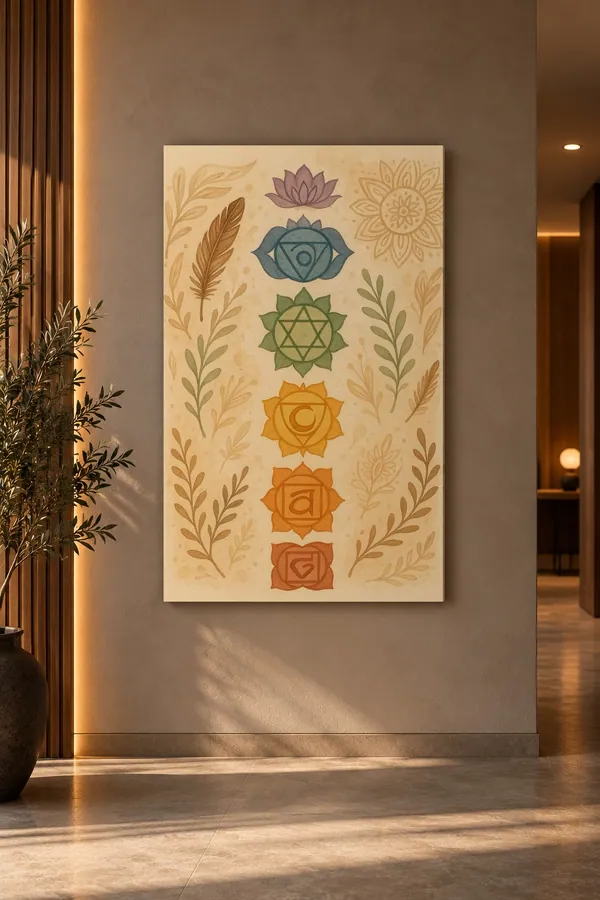 Quadro Símbolos dos Chakras na parede