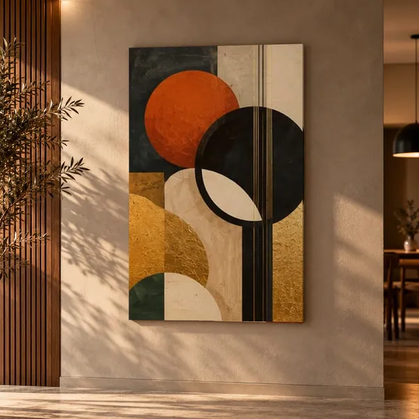 Quadro Círculos de Ouro na parede