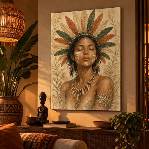 Quadro Cocar Sagrado na parede