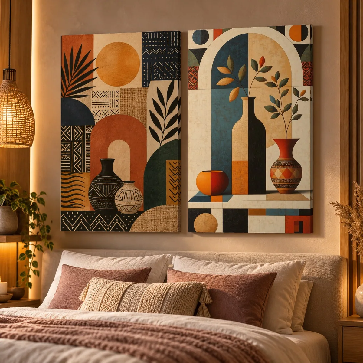Composição Dupla Terracota na parede