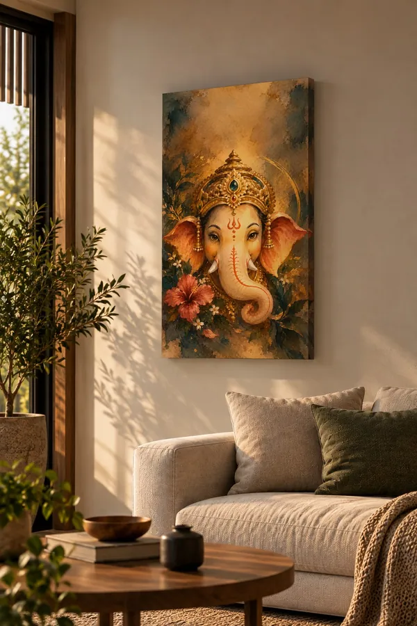 Quadro Ganesha Coroado na parede