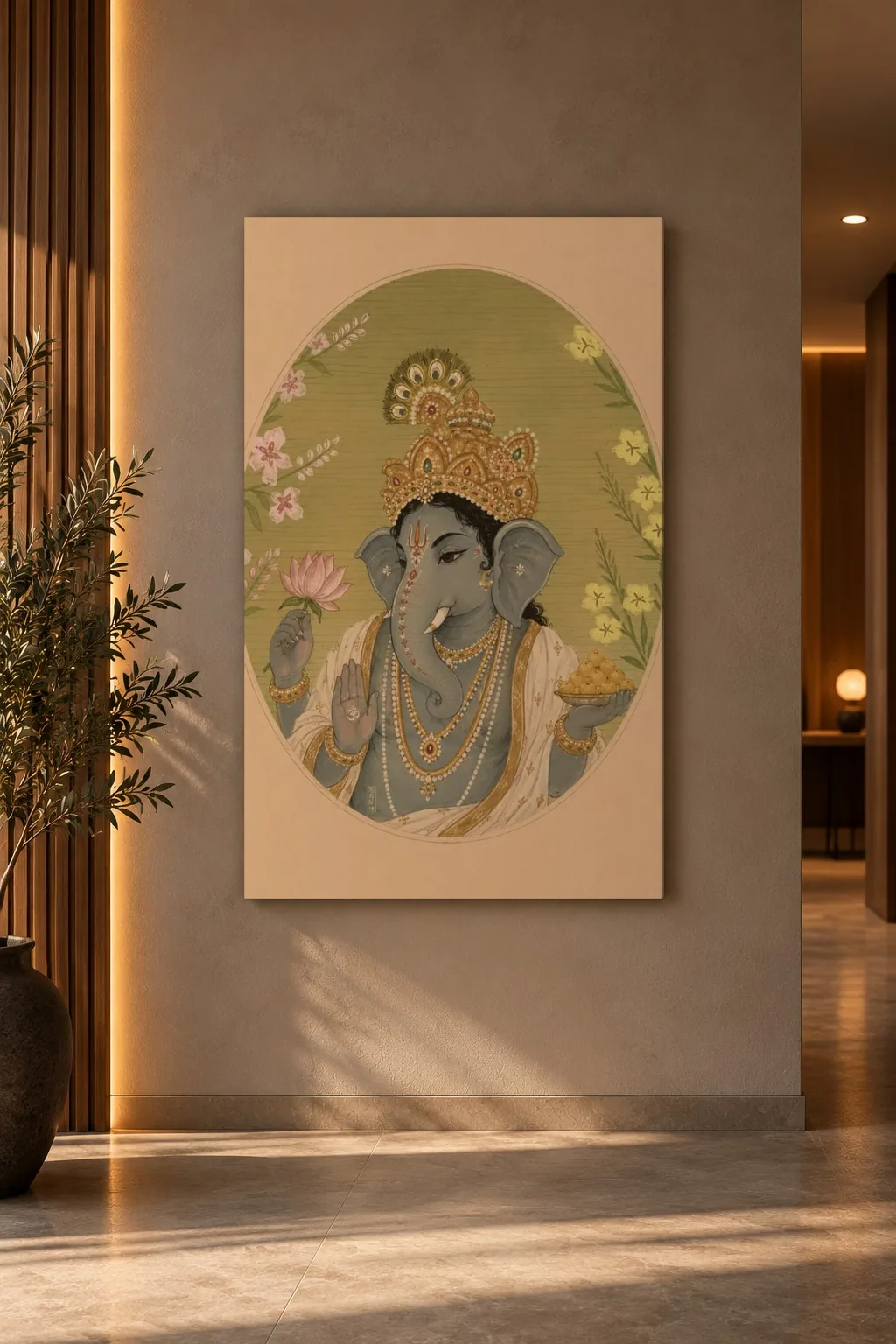 Quadro Ganesha no Medalhão na parede