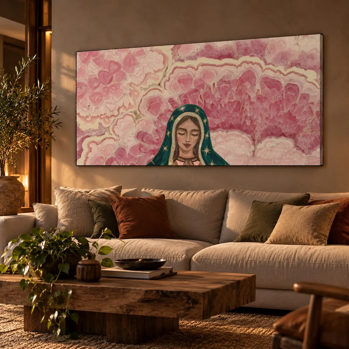 Quadro Guadalupe Rosa na parede