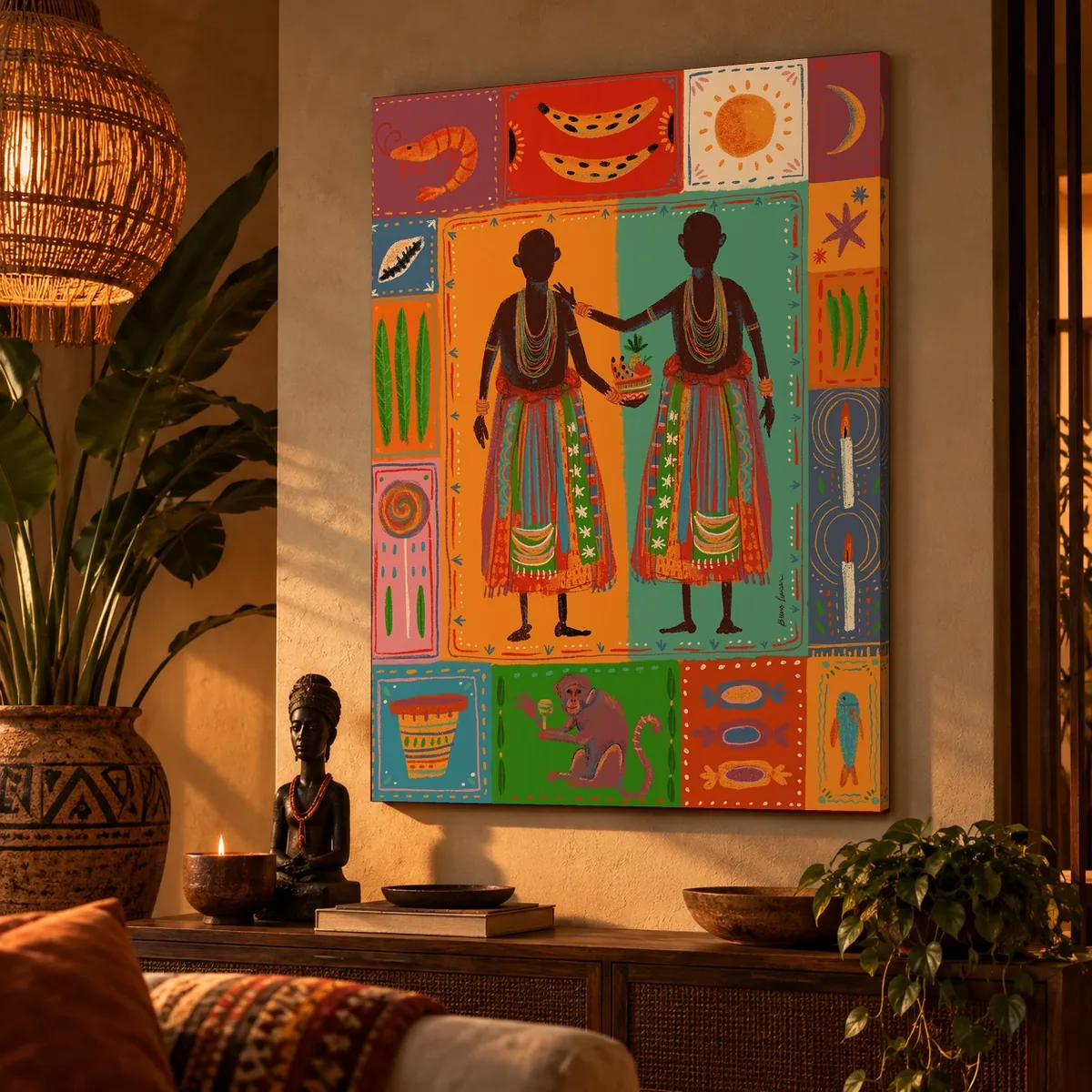 Quadro Ibeji na parede