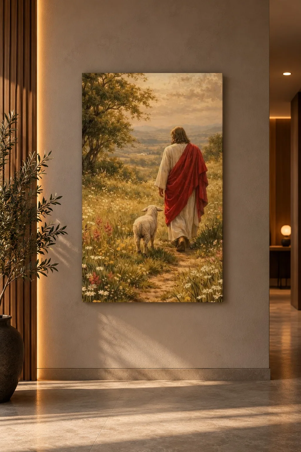 Quadro Jesus no Campo na parede