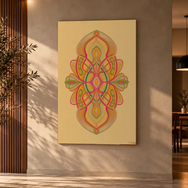 Quadro Mandala Rosa na parede