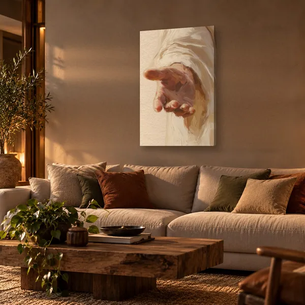 Quadro A Mão de Jesus na parede