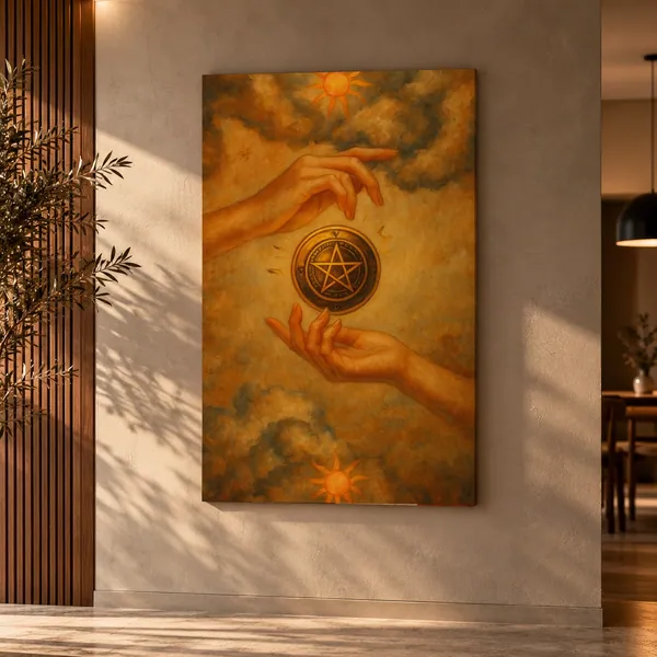 Quadro Mãos do Pentagrama na parede