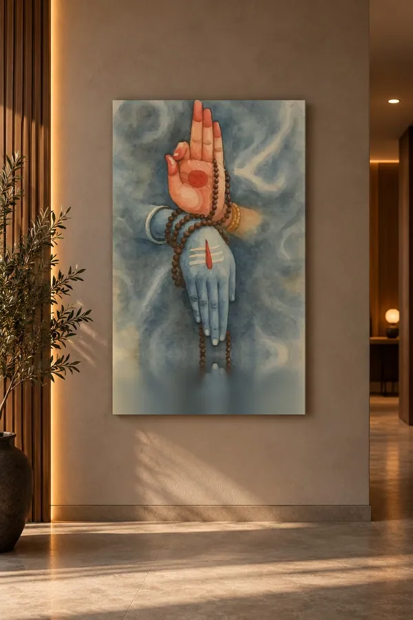 Quadro Mãos de Shiva e Parvati na parede
