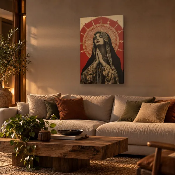 Quadro Maria em Prece na parede