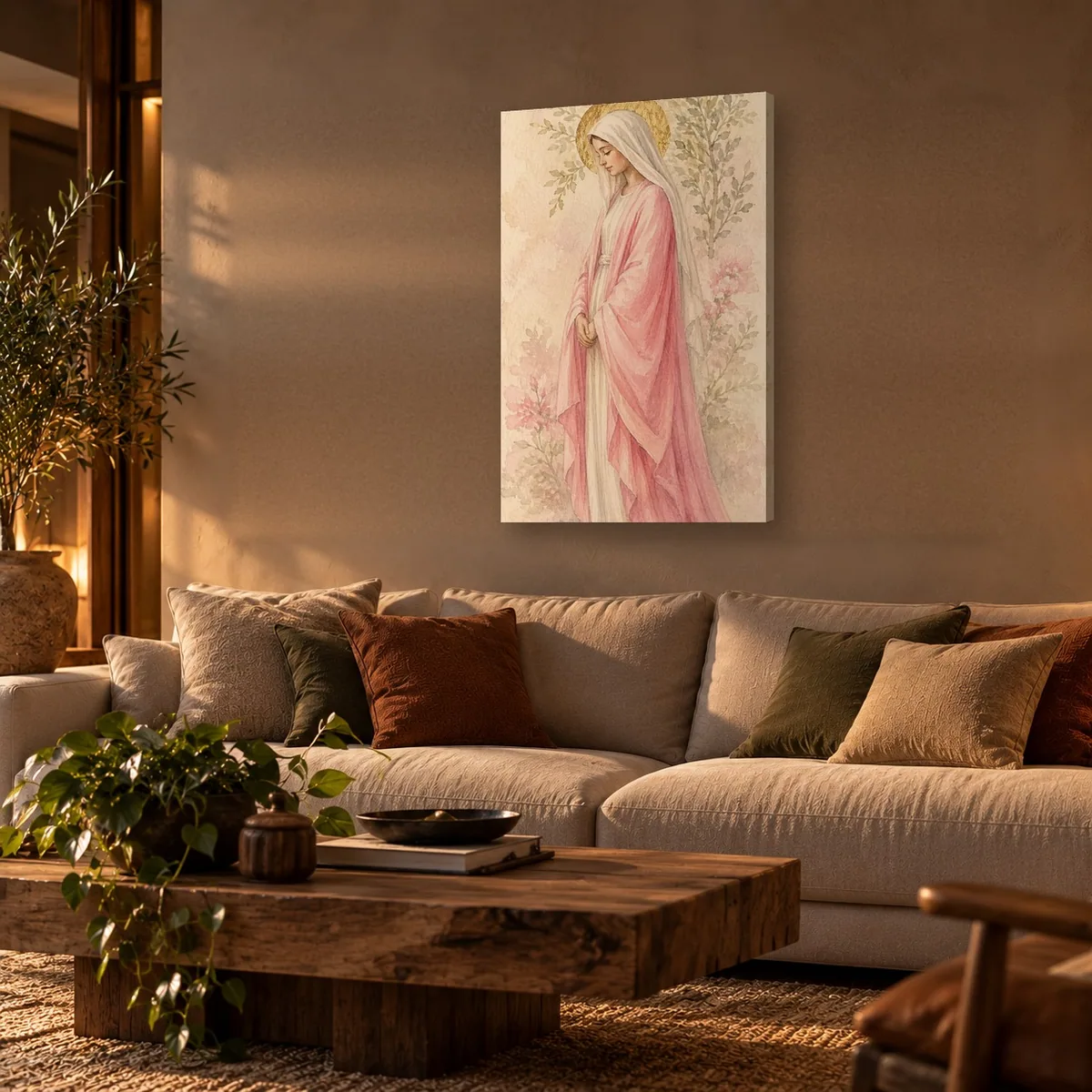 Quadro Maria em Rosa na parede
