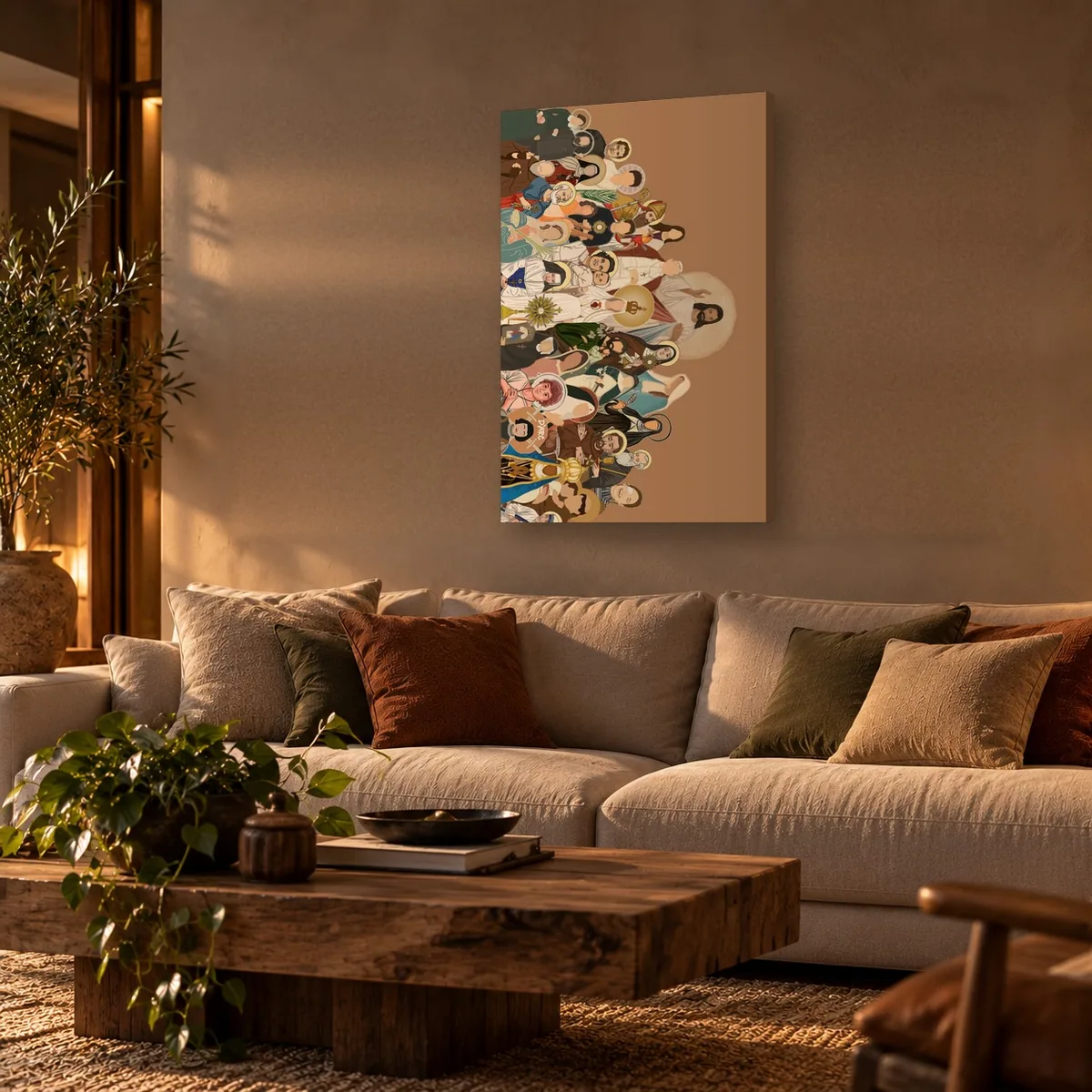 Quadro Mosaico dos Santos na parede