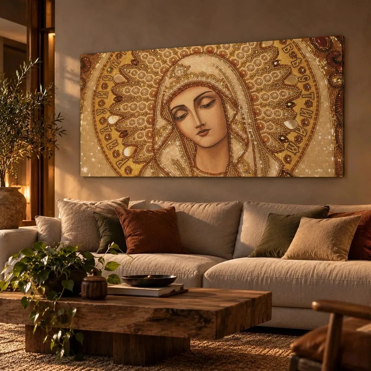 Quadro Nossa Senhora em Mosaico na parede