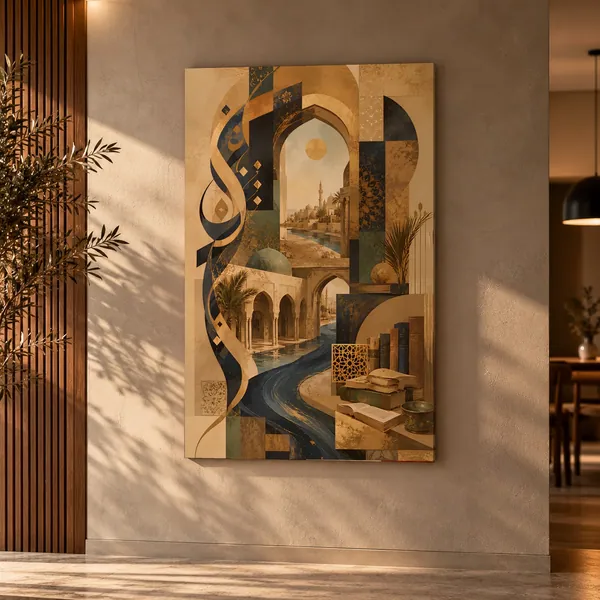 Quadro Oásis Dourado na parede