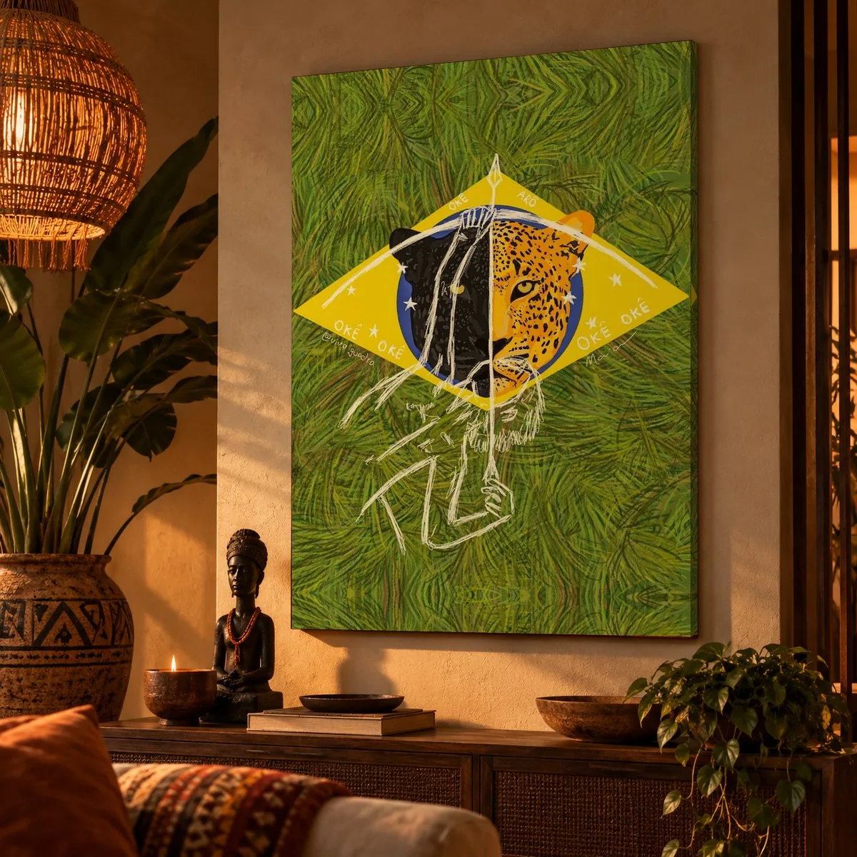 Quadro Oxóssi Brasil na parede