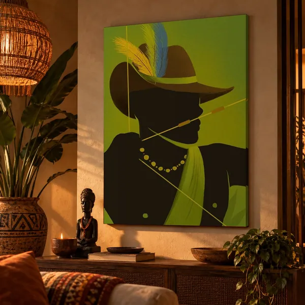 Quadro Oxóssi na parede