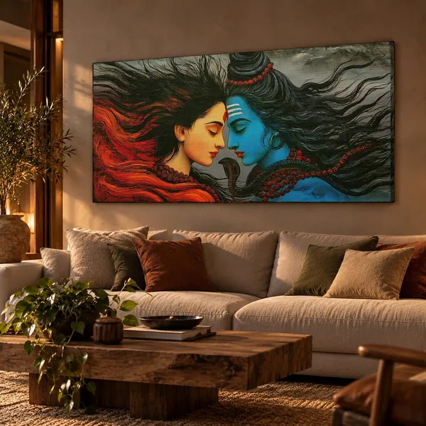 Quadro Shiva e Parvati na parede