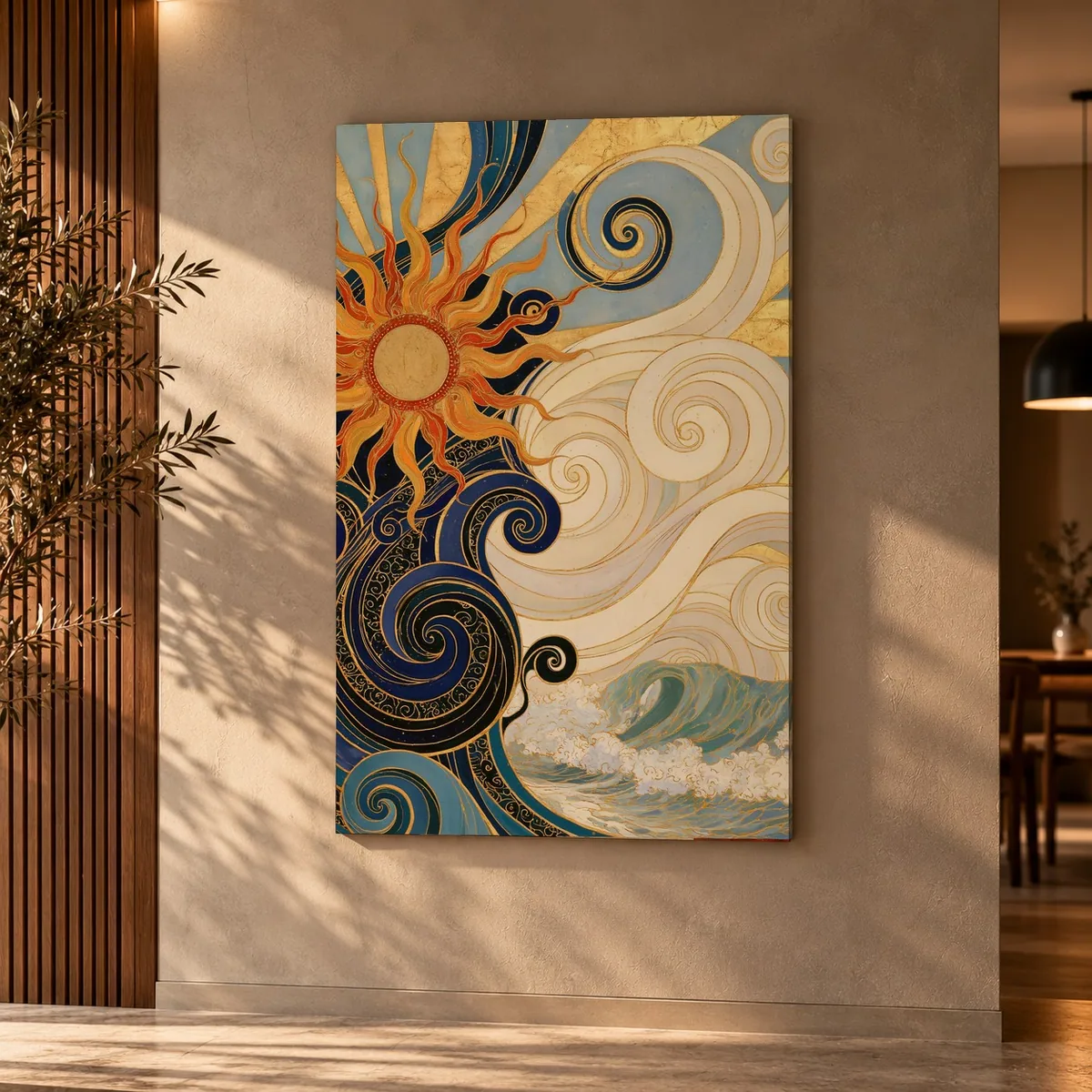 Quadro Sol e Ondas na parede